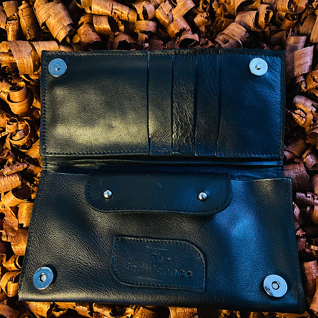 Black long leather Wallet Croc skin.