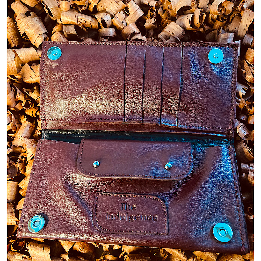 Wine Long Leather Wallet with Crocodile skin