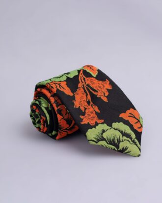 Raphael Black Orange Lemon Floral Tie