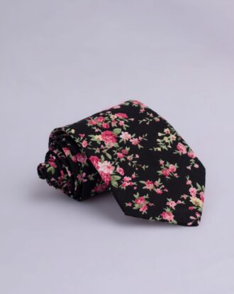 Jesse Black Wedding Floral Tie