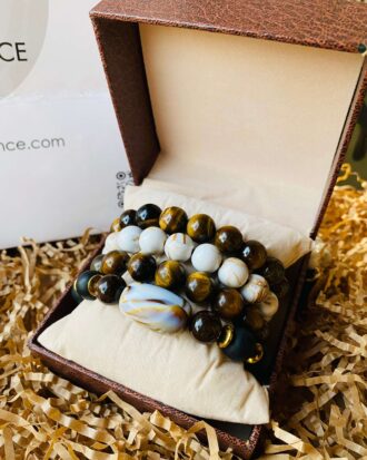 White Tiger Eye Luxury Mens Bracelet Koyi