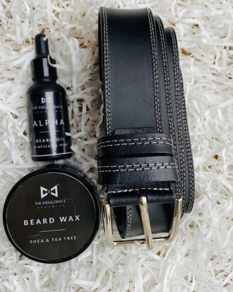 mens grooming set with a belt black