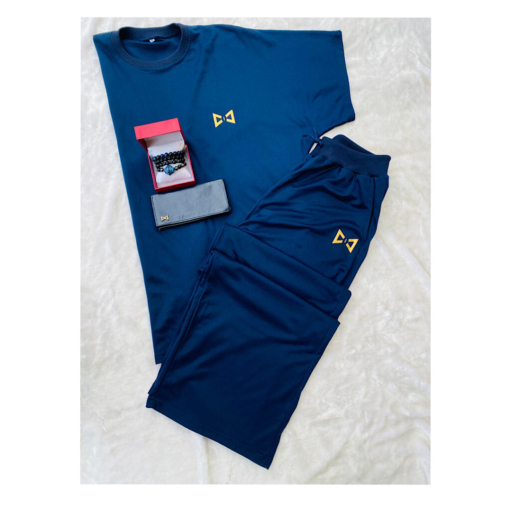 casual navy blue 2piece with matching bracelet and matching wallet for men in Surulere lagos Nigeria