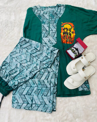 African Print Casual Set in Surulere, Lagos giftset with bracelet and white slippers