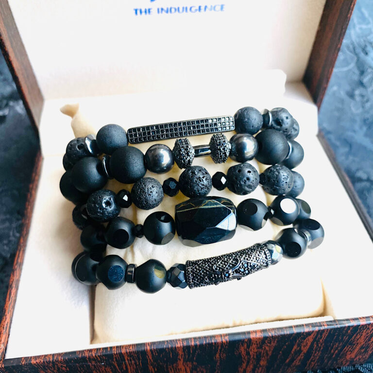 mens black bracelet set fr kuti theindulgence