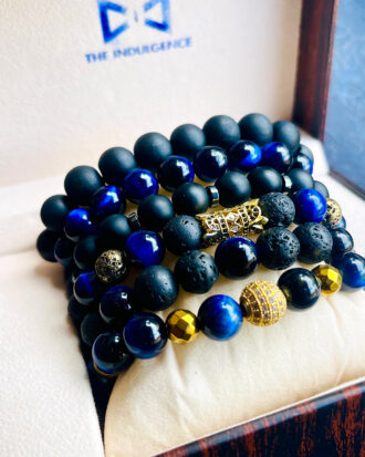 mens blue BEAD bracelet set Sir A.T Balewa