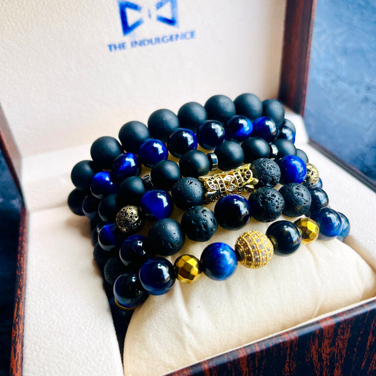 mens blue BEAD bracelet set Sir A.T Balewa