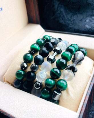 Mens GREEN Bead Stone Bracelet Set ( M. IMOUDU) Heritage Collection - Theindulgence