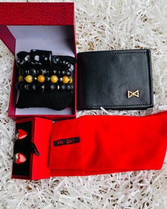 classic man red theme gift set Surulere Lagos red socks African bracelet black wallet red cufflinks