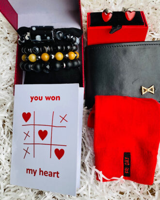 classic man red theme gift set Surulere Lagos red socks African bracelet black wallet red cufflinks Valentine Edition