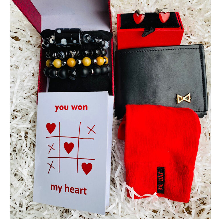 classic man red theme gift set Surulere Lagos red socks African bracelet black wallet red cufflinks Valentine Edition